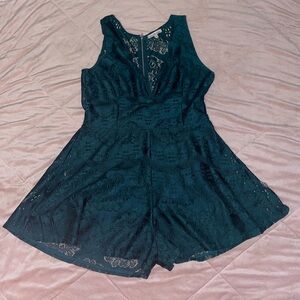 Charlotte Russe Green lace romper